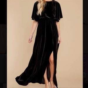Red Dress Boutique - Black Velvet Maxi Dress - Ready For Tonight - Small